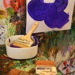 Big brushes at the easel wall