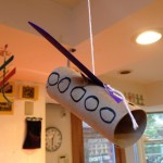 Airplane, rocket, bird, hanging sculpture