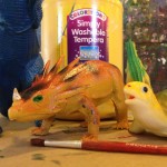 Dinos and tempera paint