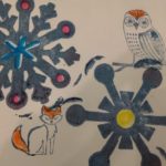 Snowflake and animal stamps
