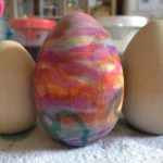 Painting eggs with liquid watercolors